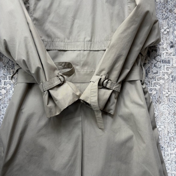 Vintage Womens Beige Trench Coat Sz 10 M/L Belted Removable Lining Hood Overcoat - Picture 10 of 16